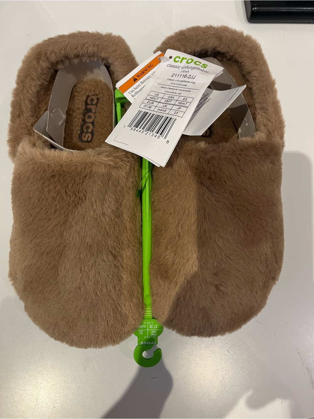 CROCS fluffy super cosy Brown Faux Fur Slip-On Clog Slippers